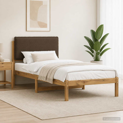 Letto con Testiera Rivestita Bianco lavato e taupe