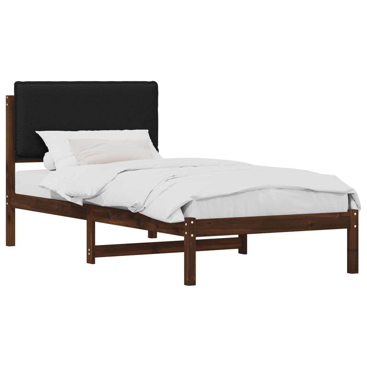 Letto con Testiera Rivestita Marrone scuro e Nero 90 x 190 cm | homemem39