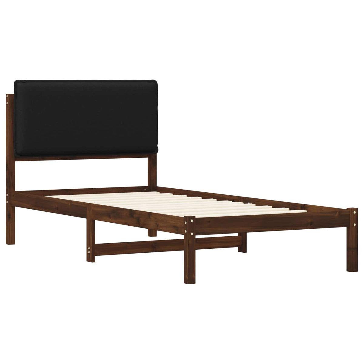 Letto con Testiera Rivestita Marrone scuro e Nero 90 x 190 cm | homemem39