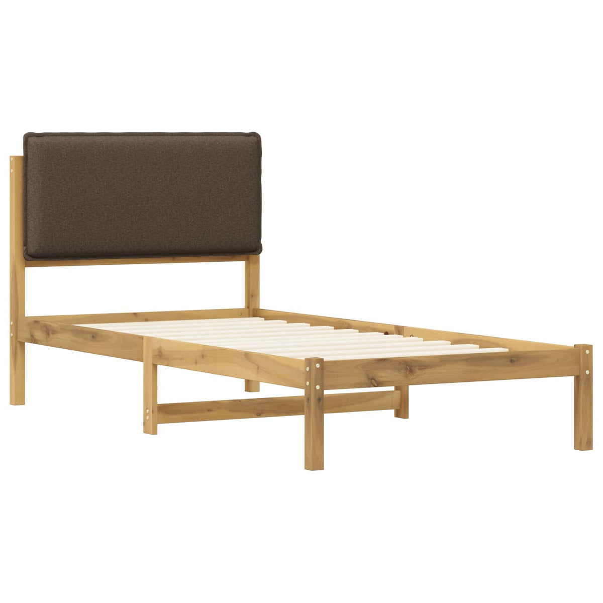 Letto con Testiera Rivestita Bianco lavato e taupe 90 x 190 cm | homemem39