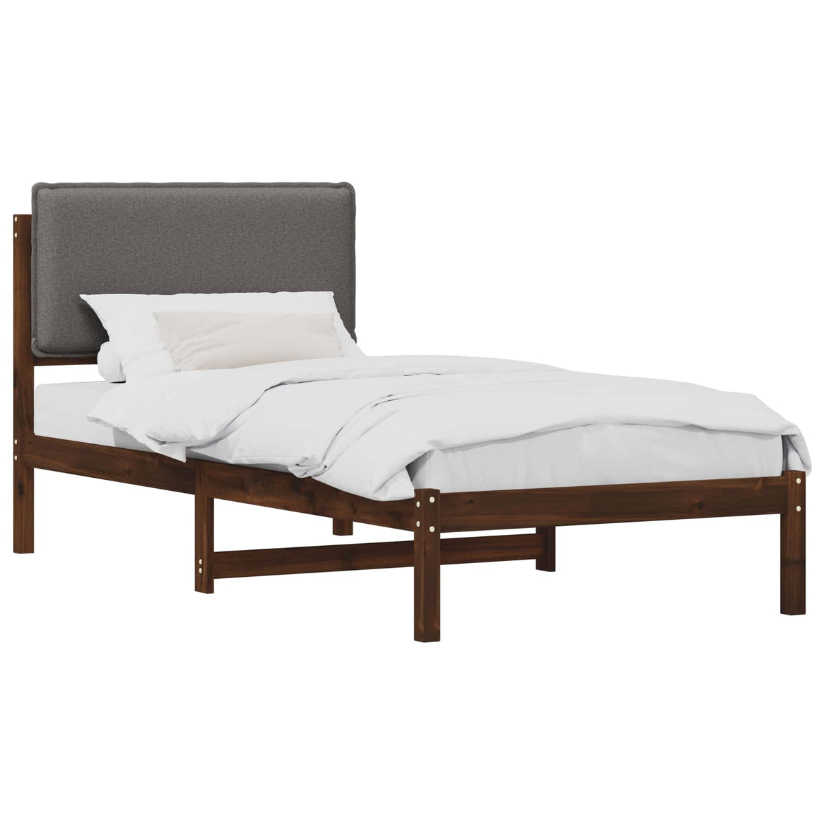 Letto con Testiera Rivestita Marrone scuro e grigio chiaro | homemem39