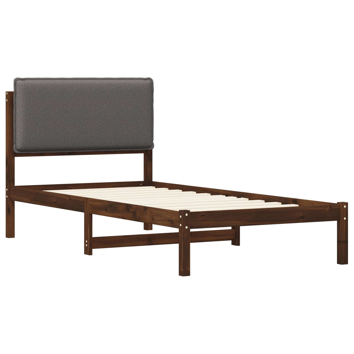 Letto con Testiera Rivestita Marrone scuro e grigio chiaro | homemem39