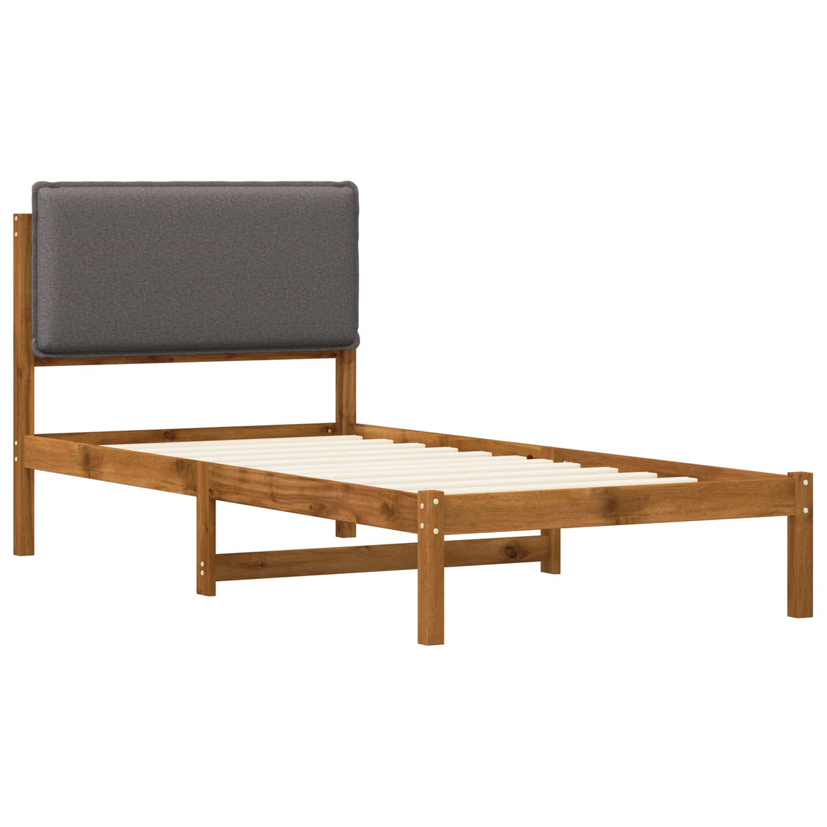 Letto con Testiera Rivestita Naturale e Grigio Chiaro | homemem39