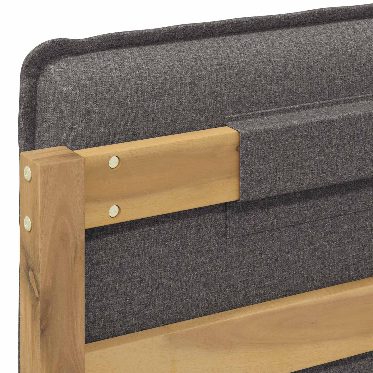 Letto con Testiera Rivestita Bianco lavato e grigio chiaro | homemem39
