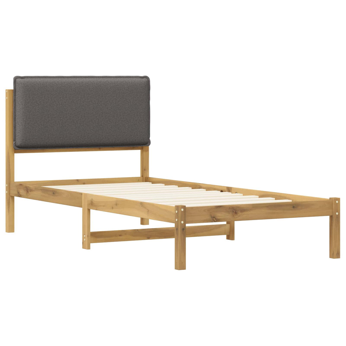Letto con Testiera Rivestita Bianco lavato e grigio chiaro | homemem39