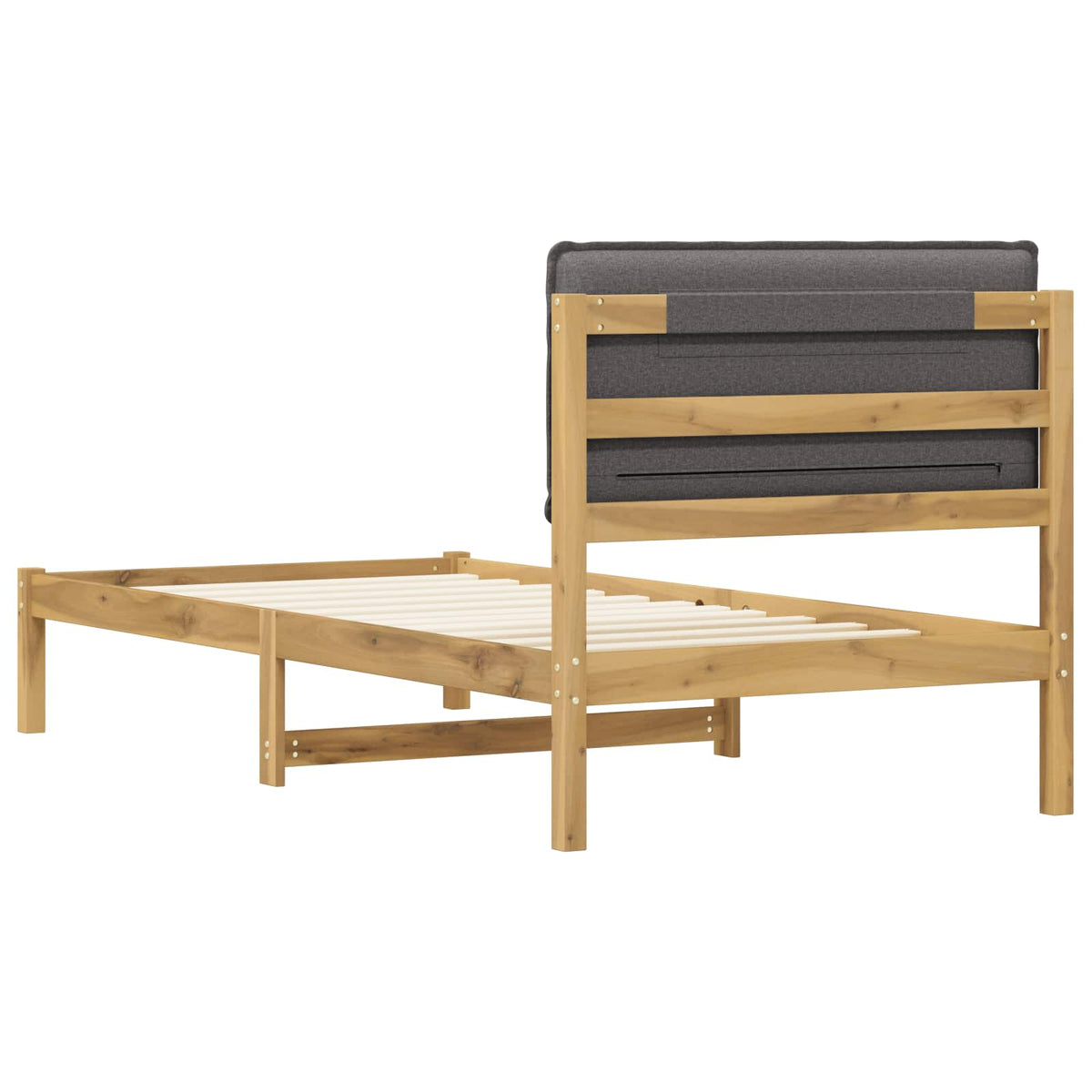 Letto con Testiera Rivestita Bianco lavato e grigio chiaro | homemem39