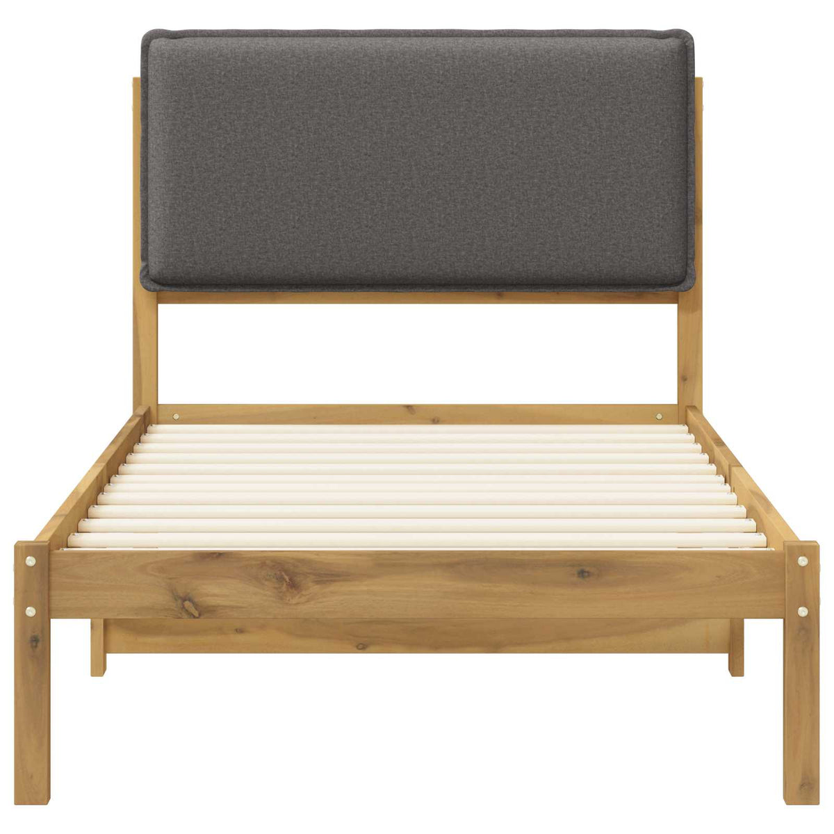 Letto con Testiera Rivestita Bianco lavato e grigio chiaro | homemem39