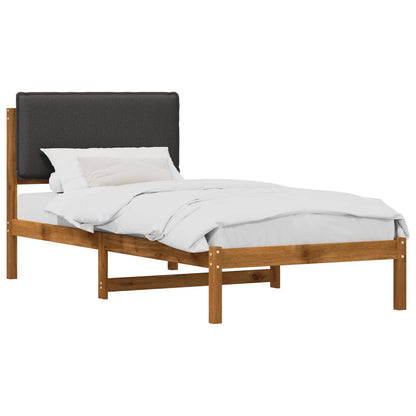 Letto con Testiera Rivestita Naturale e Grigio Scuro | homemem39