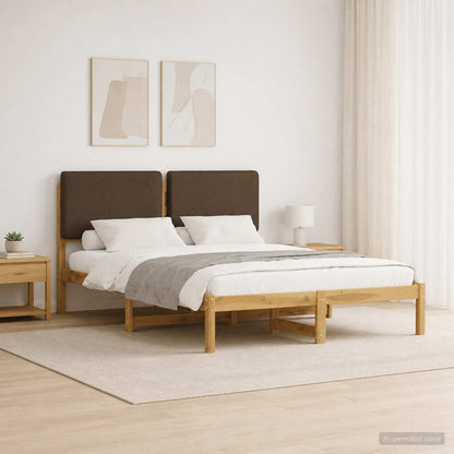 Letto con Testiera Rivestita Bianco lavato e taupe 135 x 190 cm