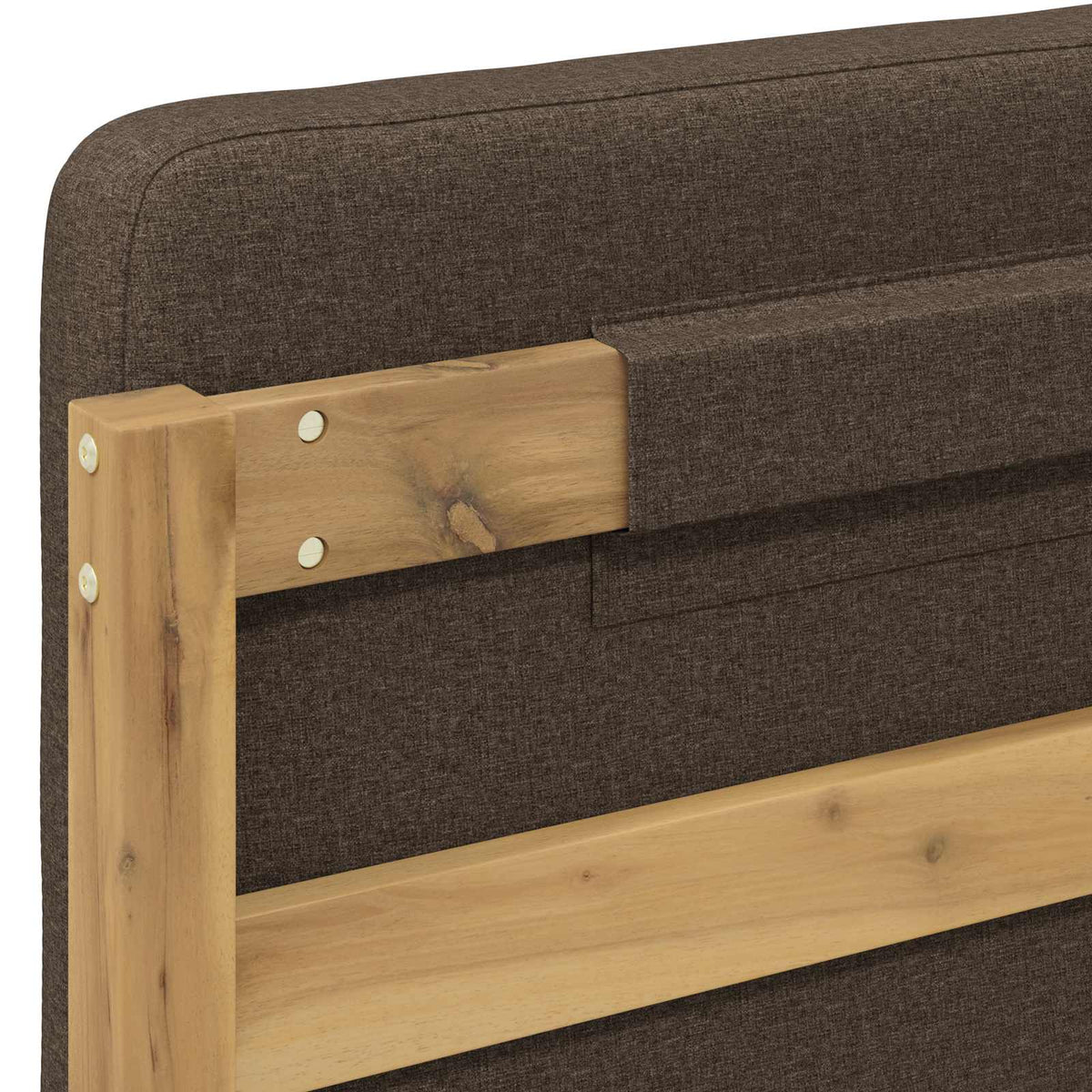 Letto con Testiera Rivestita Bianco lavato e taupe 135 x 190 cm | homemem39