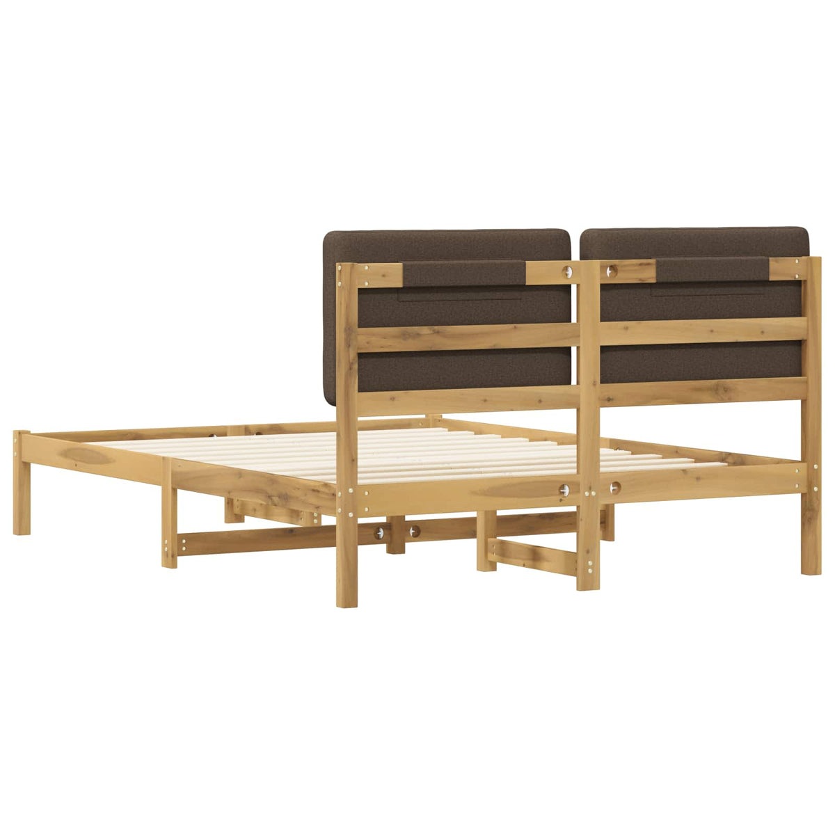 Letto con Testiera Rivestita Bianco lavato e taupe 135 x 190 cm | homemem39