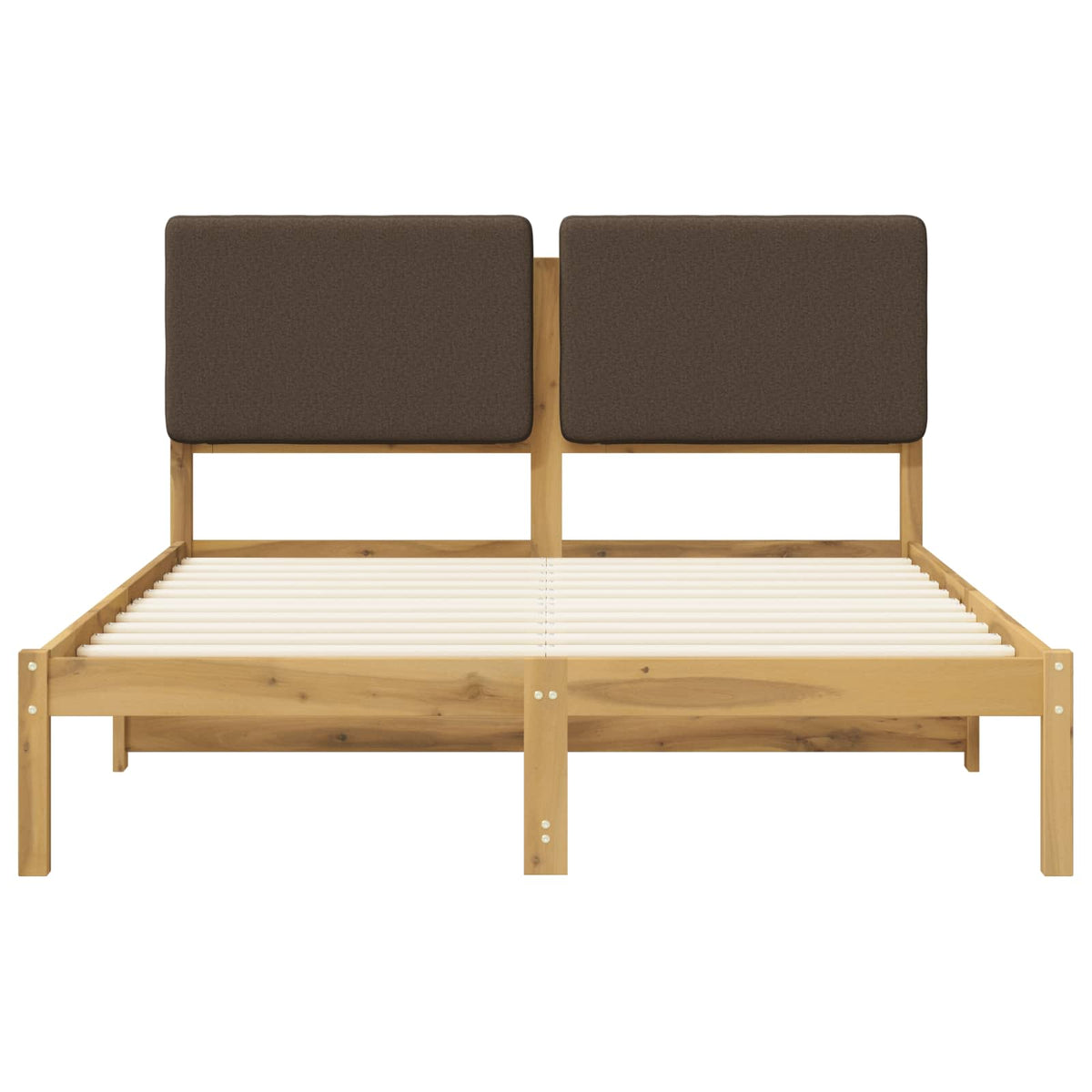 Letto con Testiera Rivestita Bianco lavato e taupe 135 x 190 cm | homemem39