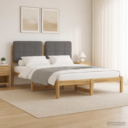 Letto con Testiera Rivestita Bianco lavato e grigio chiaro