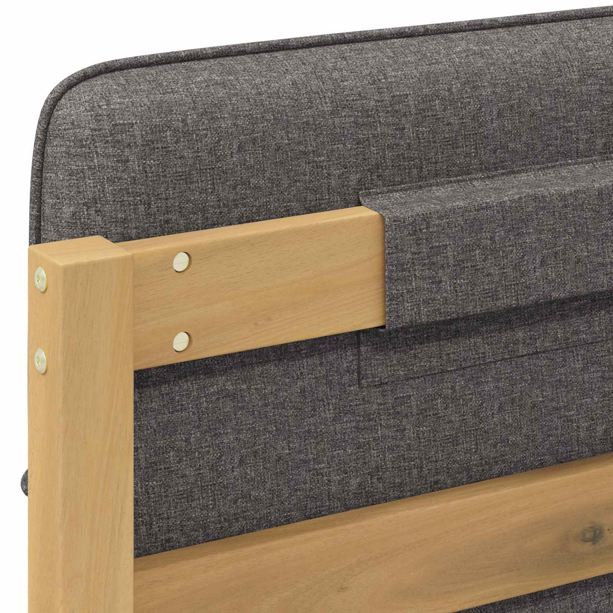 Letto con Testiera Rivestita Bianco lavato e grigio chiaro | homemem39