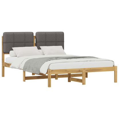 Letto con Testiera Rivestita Bianco lavato e grigio chiaro