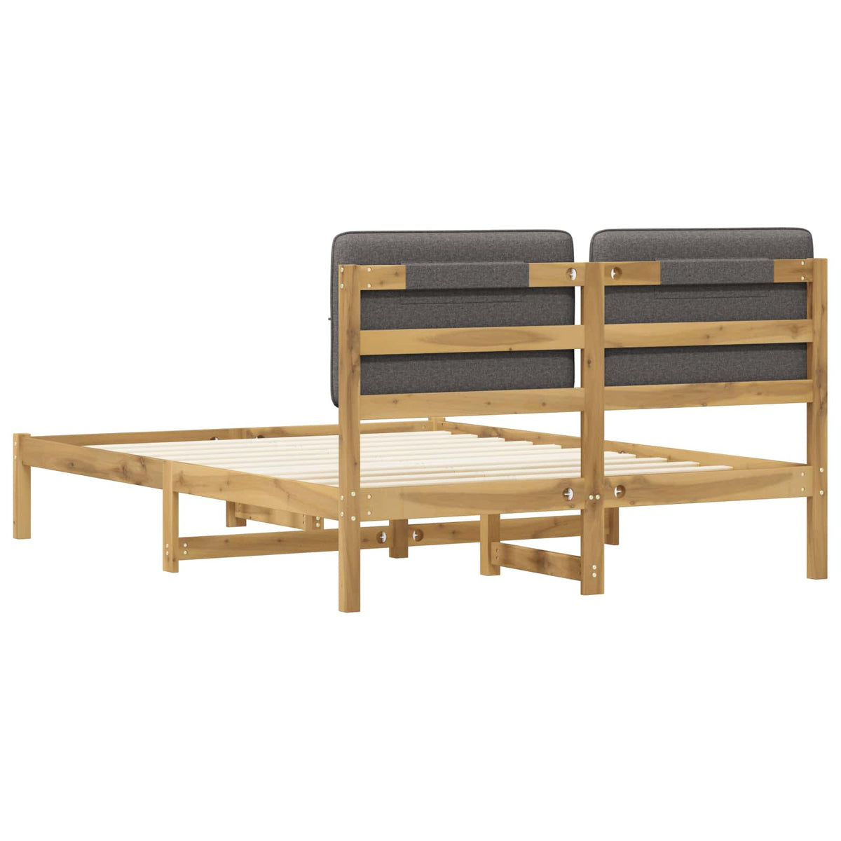 Letto con Testiera Rivestita Bianco lavato e grigio chiaro | homemem39