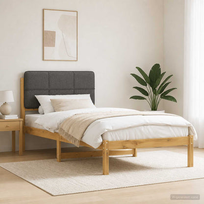 Letto con Testiera Rivestita Bianco lavato e grigio chiaro | homemem39