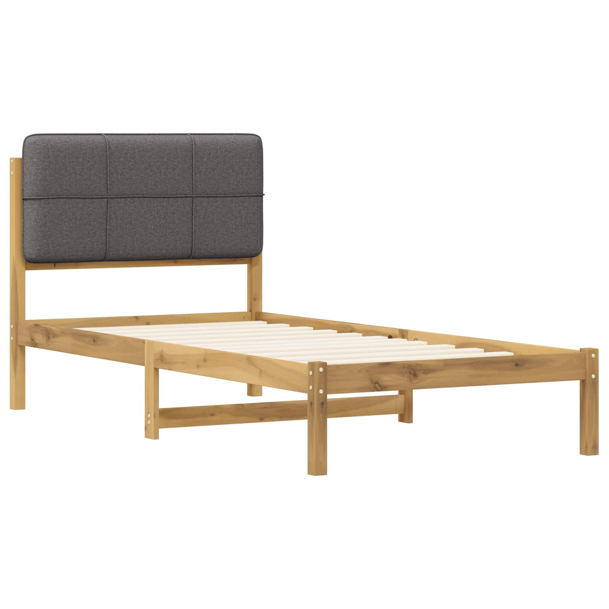 Letto con Testiera Rivestita Bianco lavato e grigio chiaro | homemem39