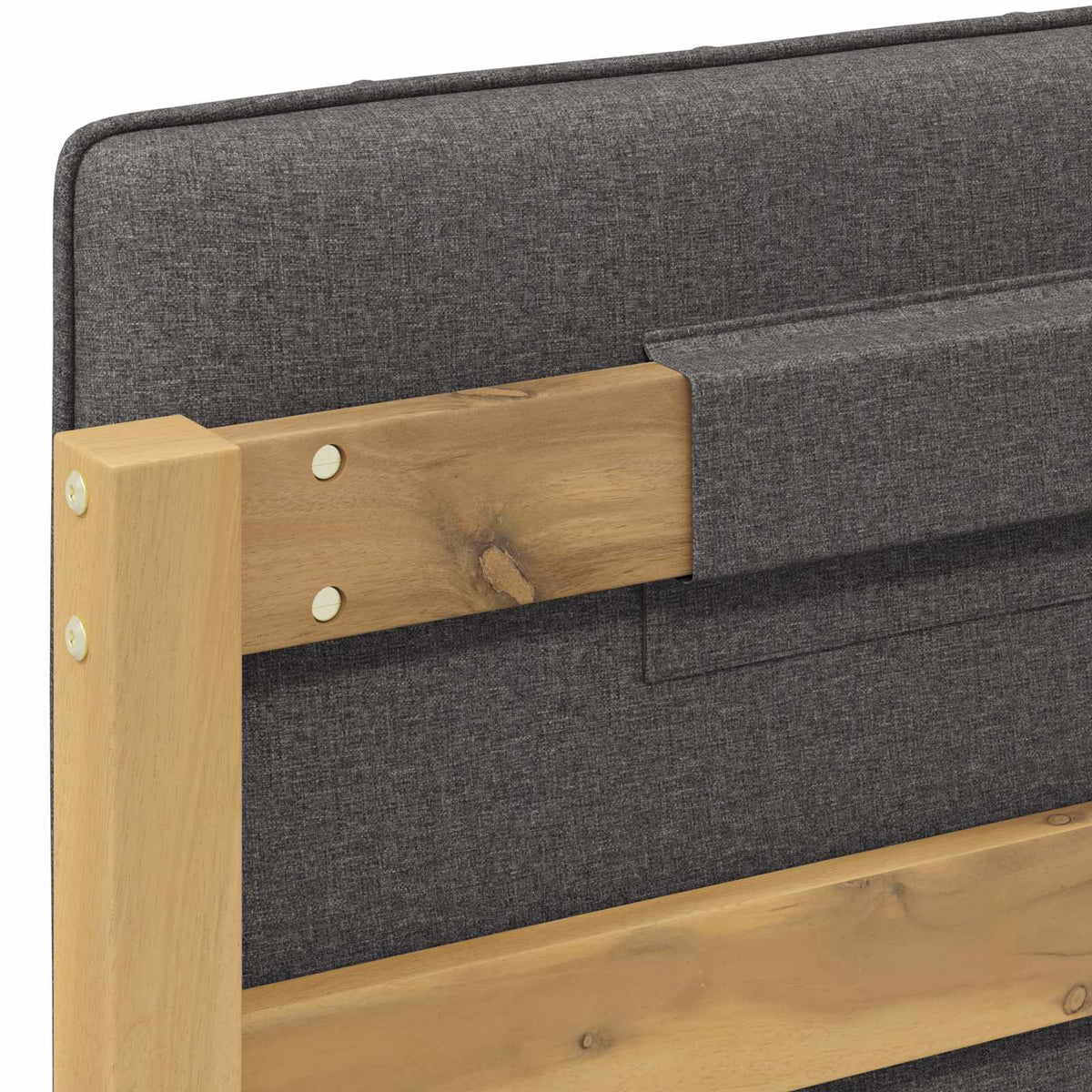 Letto con Testiera Rivestita Bianco lavato e grigio chiaro | homemem39