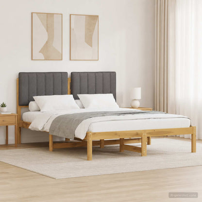 Letto con Testiera Rivestita Bianco lavato e grigio chiaro
