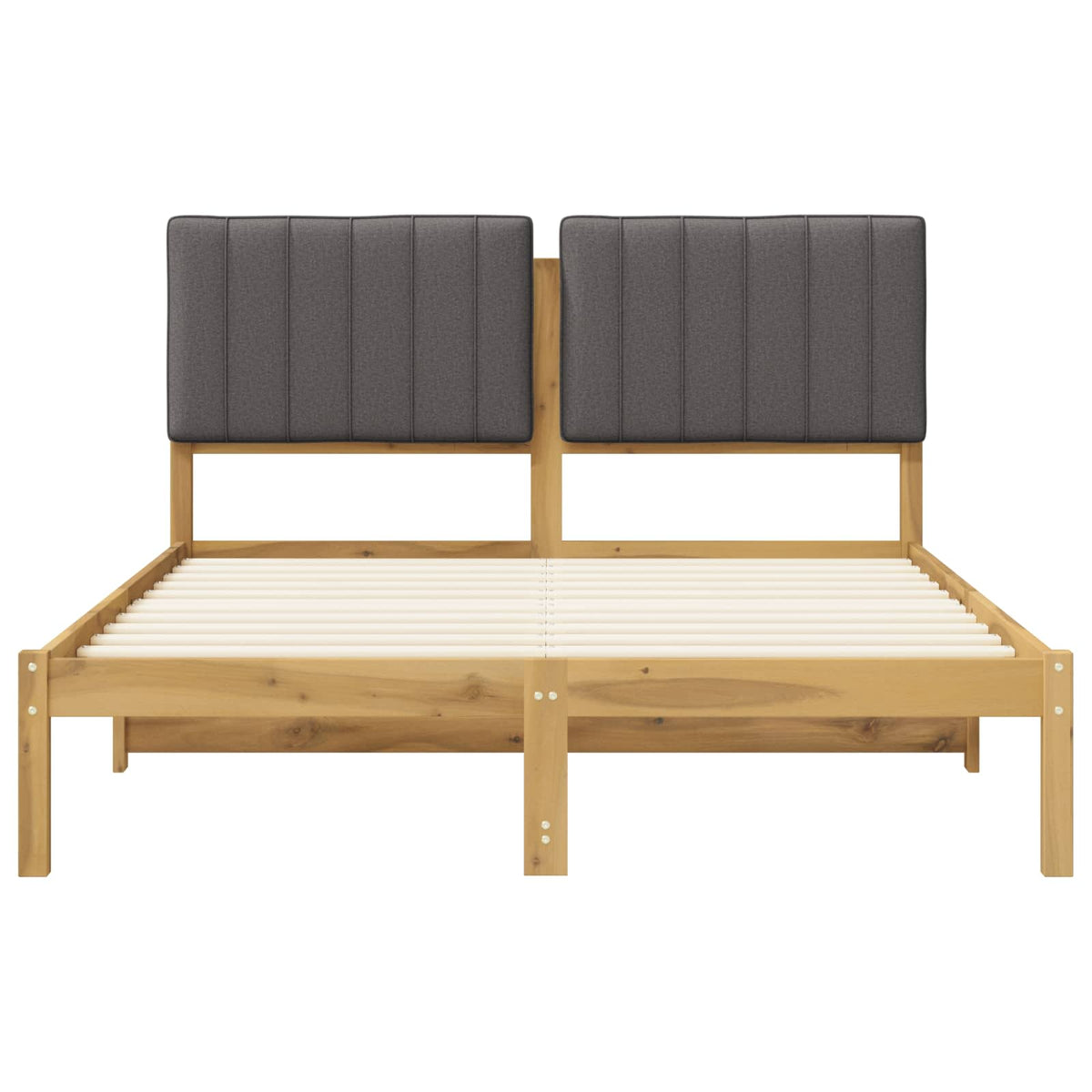 Letto con Testiera Rivestita Bianco lavato e grigio chiaro