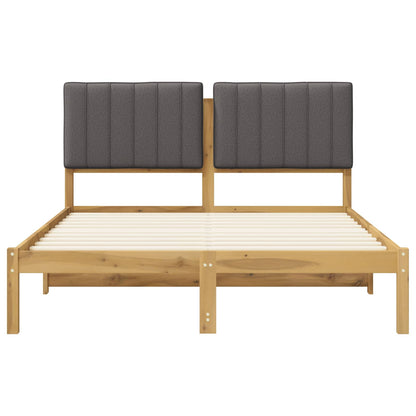 Letto con Testiera Rivestita Bianco lavato e grigio chiaro