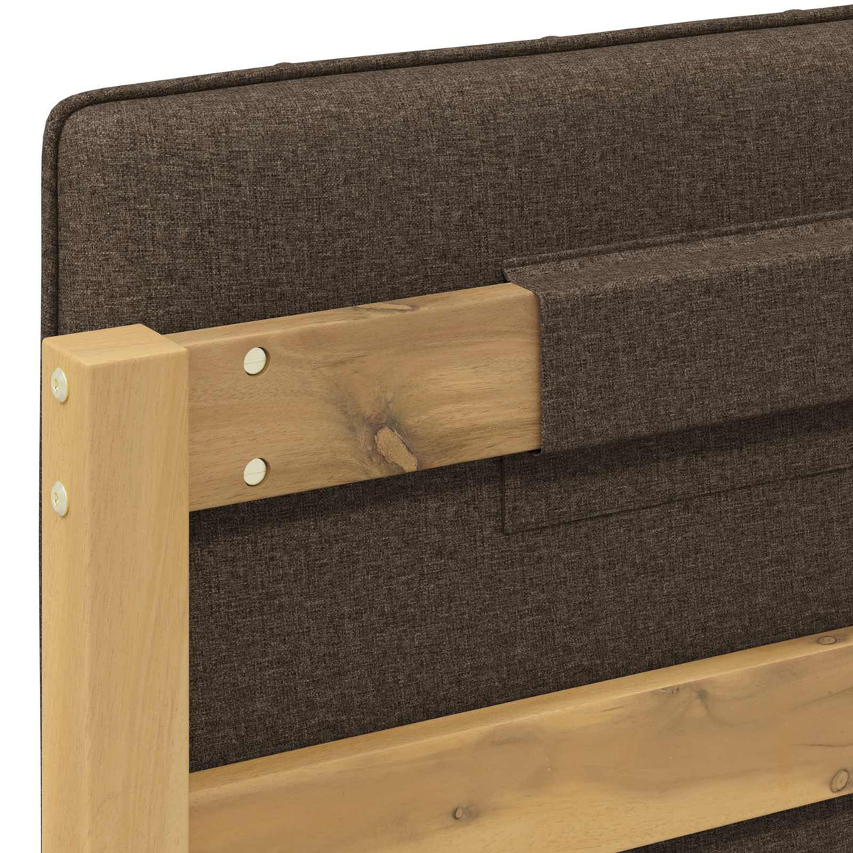 Letto con Testiera Rivestita Bianco lavato e taupe 90 x 200 cm | homemem39