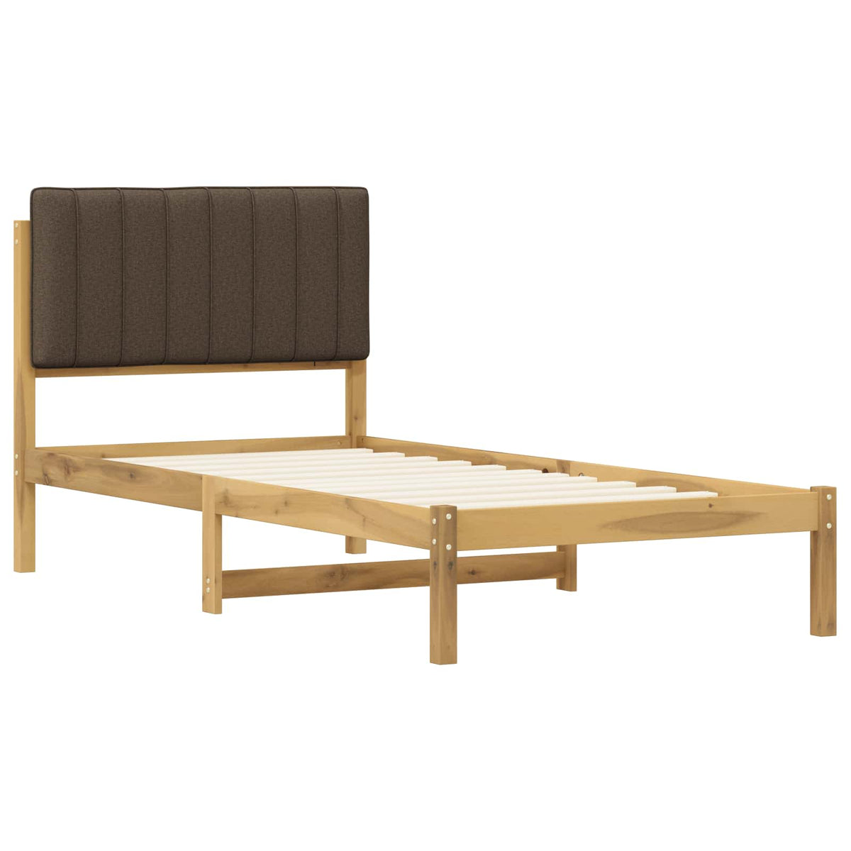 Letto con Testiera Rivestita Bianco lavato e taupe 90 x 200 cm | homemem39