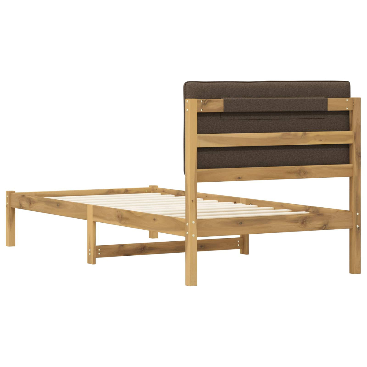 Letto con Testiera Rivestita Bianco lavato e taupe 90 x 200 cm | homemem39