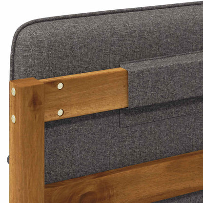 Letto con Testiera Rivestita Naturale e Grigio Chiaro | homemem39