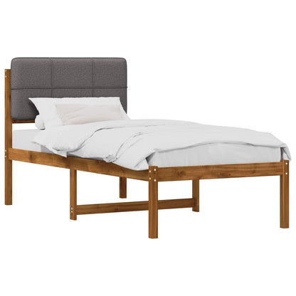 Letto con Testiera Rivestita Naturale e Grigio Chiaro | homemem39