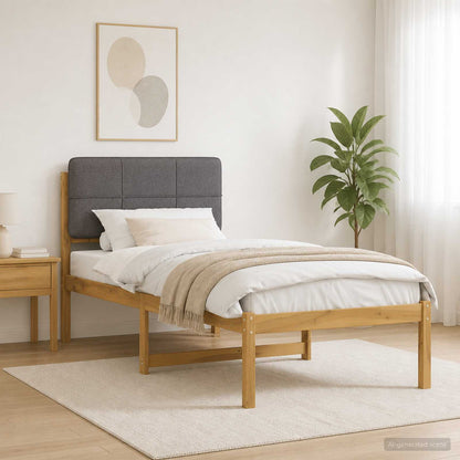 Letto con Testiera Rivestita Bianco lavato e grigio chiaro | homemem39