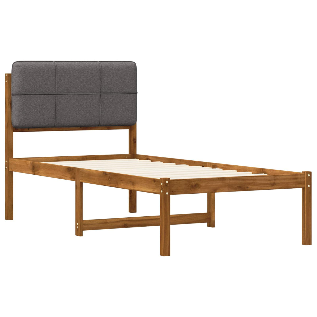 Letto con Testiera Rivestita Naturale e Grigio Chiaro | homemem39