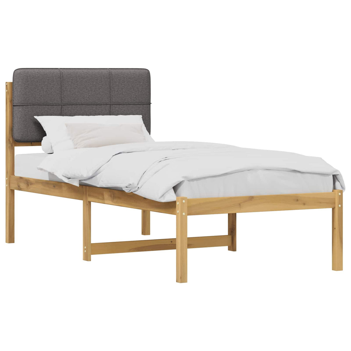 Letto con Testiera Rivestita Bianco lavato e grigio chiaro | homemem39