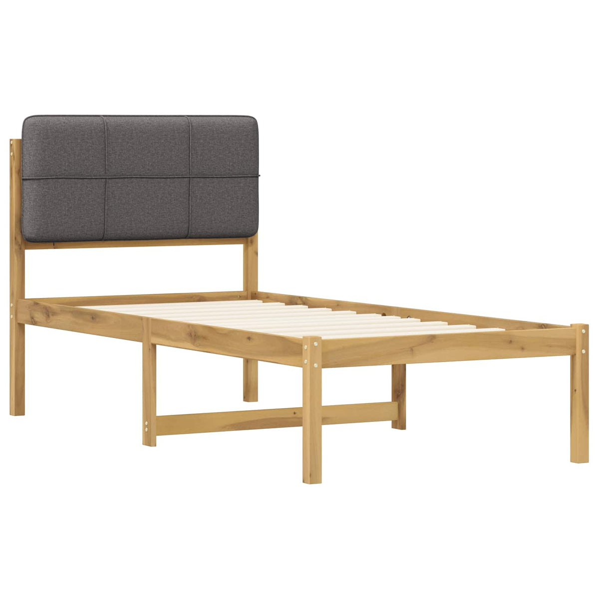 Letto con Testiera Rivestita Bianco lavato e grigio chiaro | homemem39