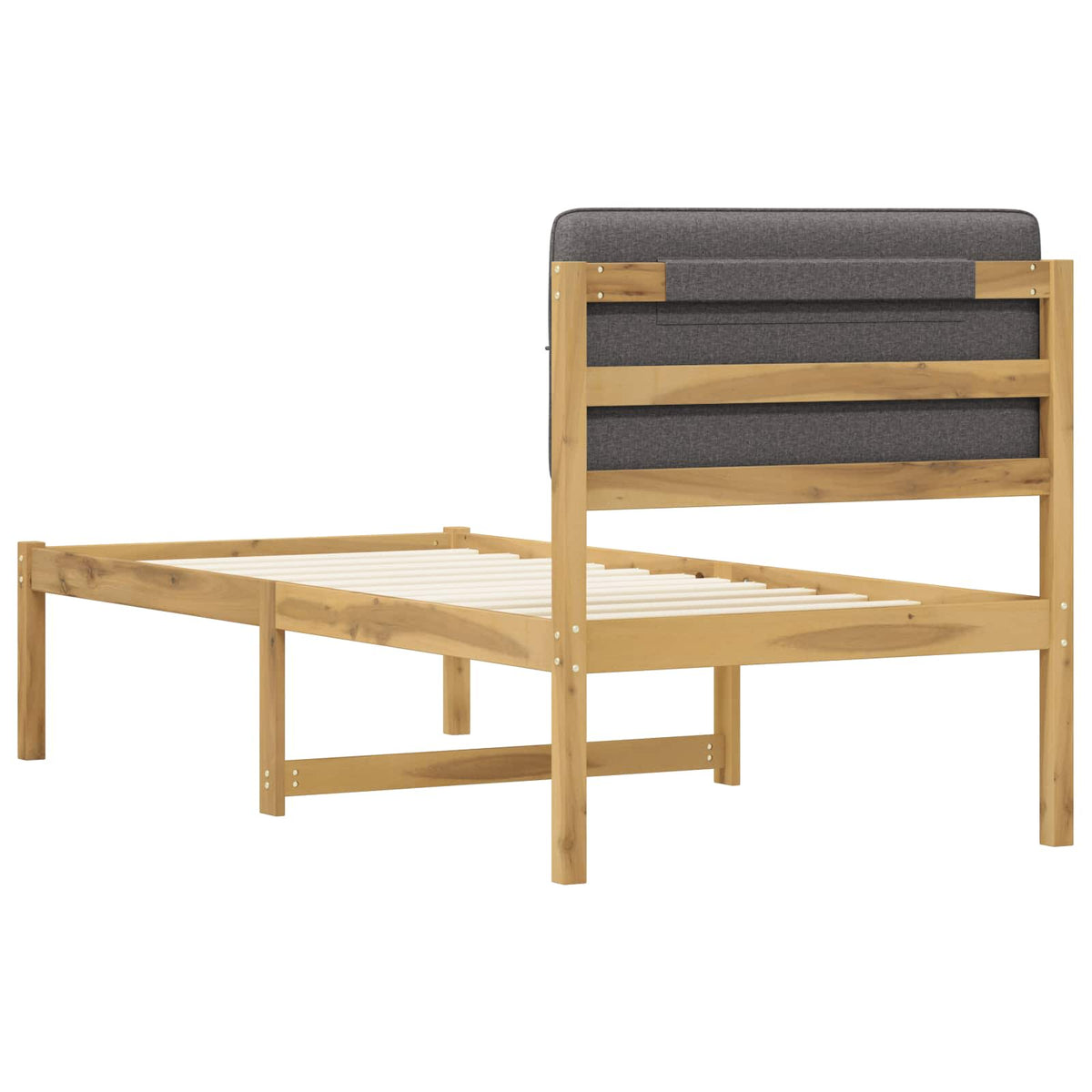 Letto con Testiera Rivestita Bianco lavato e grigio chiaro | homemem39