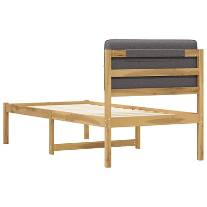 Letto con Testiera Rivestita Bianco lavato e grigio chiaro | homemem39