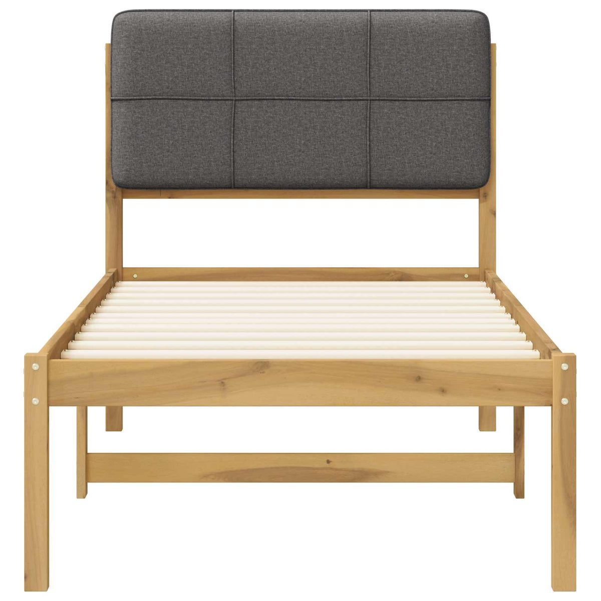 Letto con Testiera Rivestita Bianco lavato e grigio chiaro | homemem39