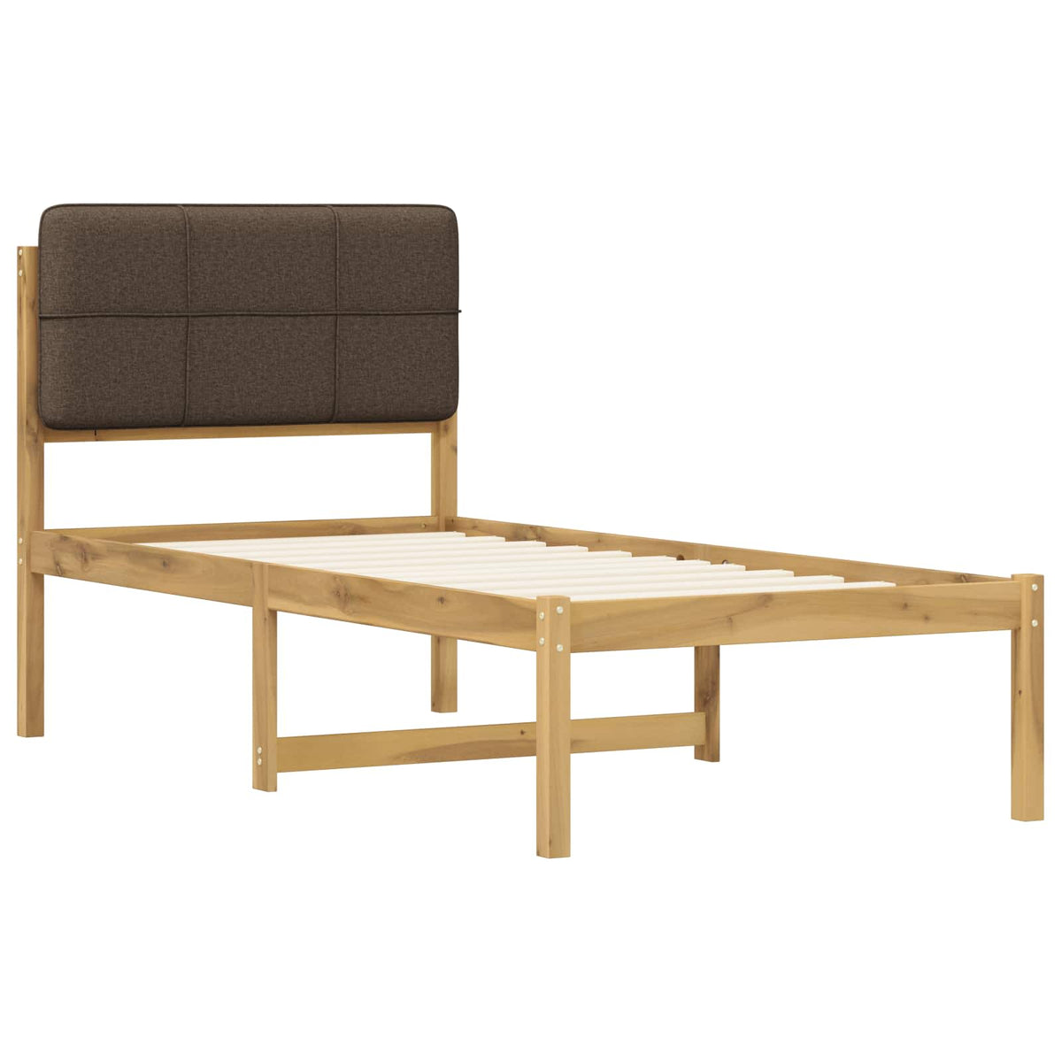 Letto con Testiera Rivestita Bianco lavato e taupe 90 x 200 cm | homemem39