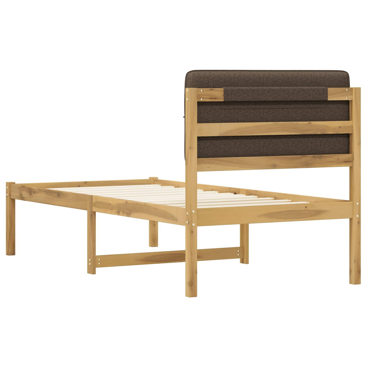 Letto con Testiera Rivestita Bianco lavato e taupe 90 x 200 cm | homemem39