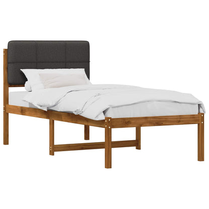 Letto con Testiera Rivestita Naturale e Grigio Scuro | homemem39
