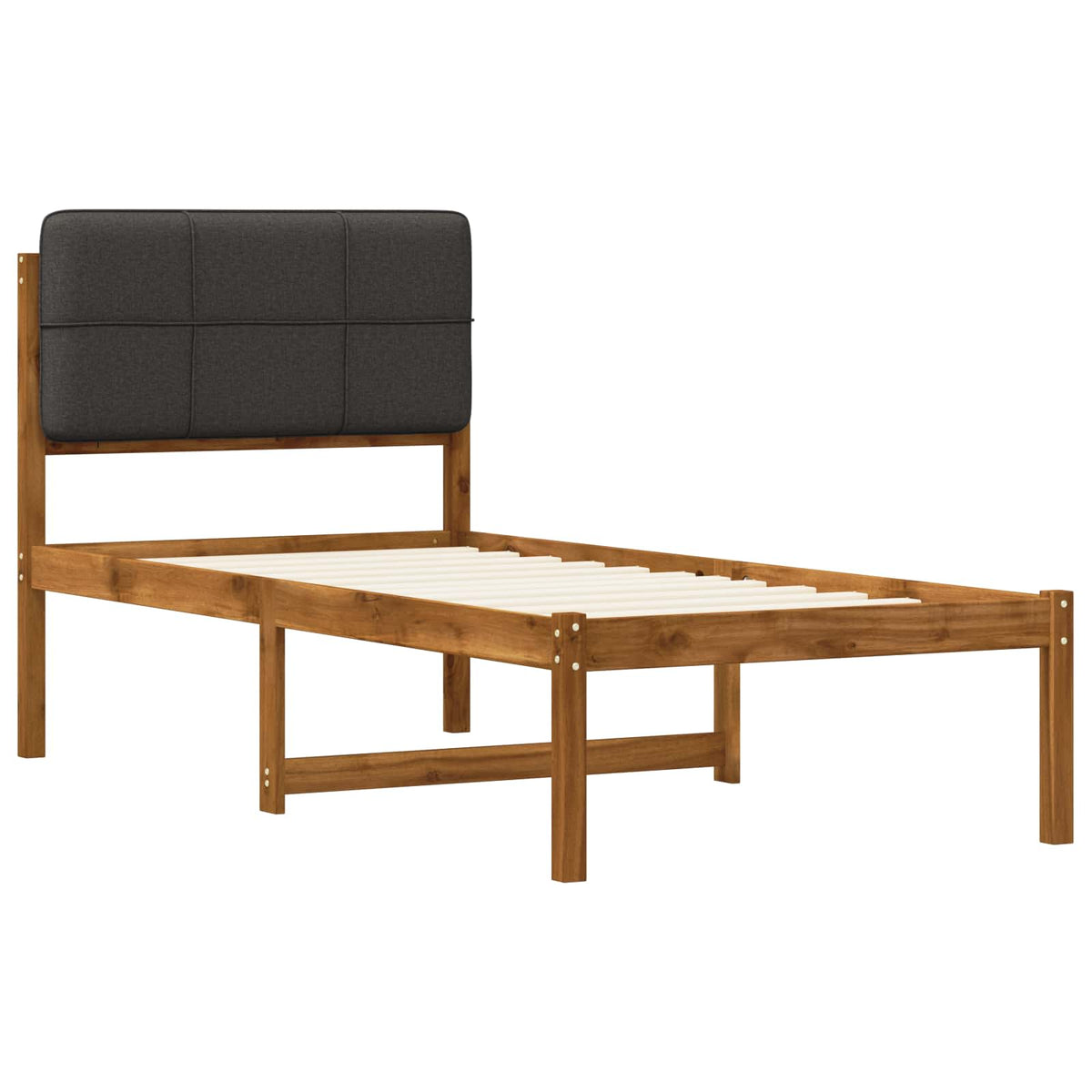 Letto con Testiera Rivestita Naturale e Grigio Scuro | homemem39