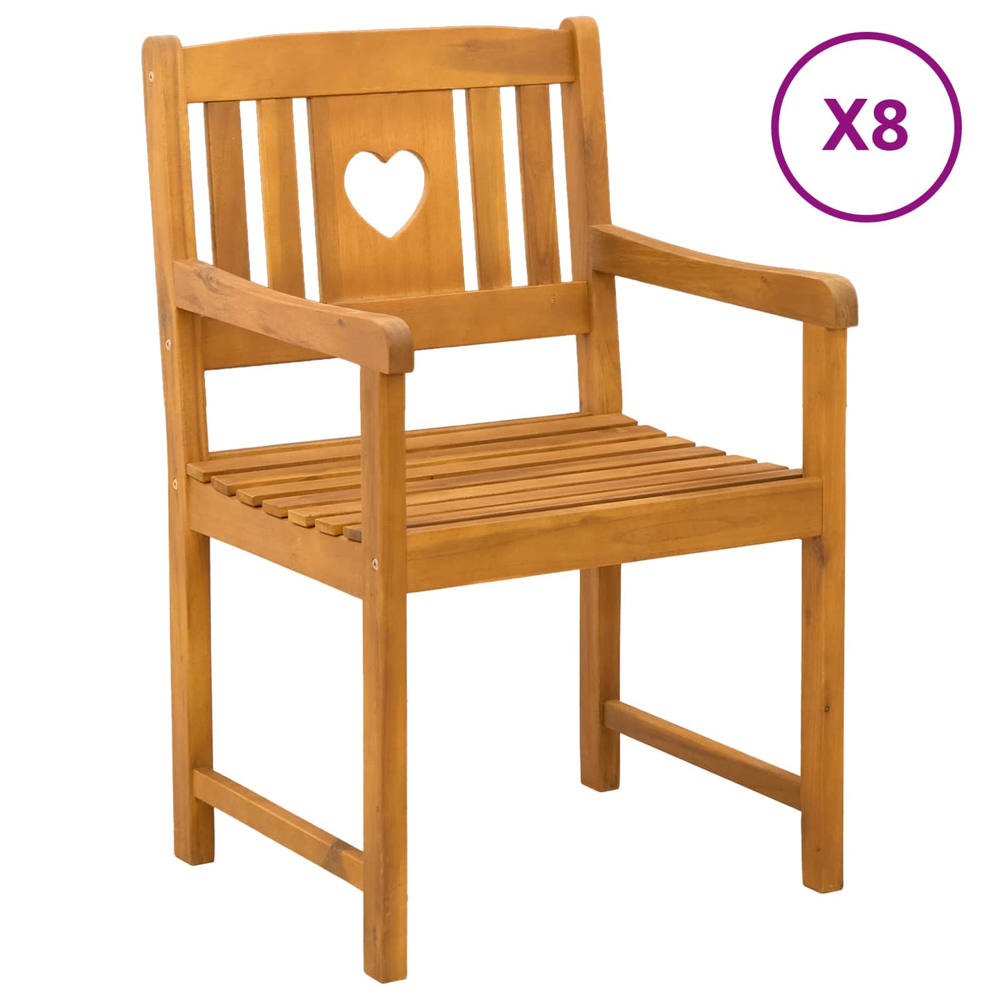 Sedie da giardino 8 pcs Naturale Legno di Acacia Massello | homemem39