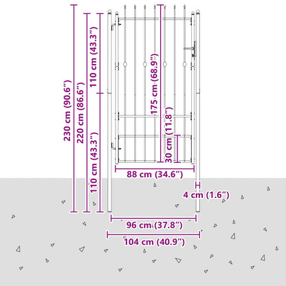 Cancello per recinzione HORST 100 x 175 cm Metallo Nero | homemem39