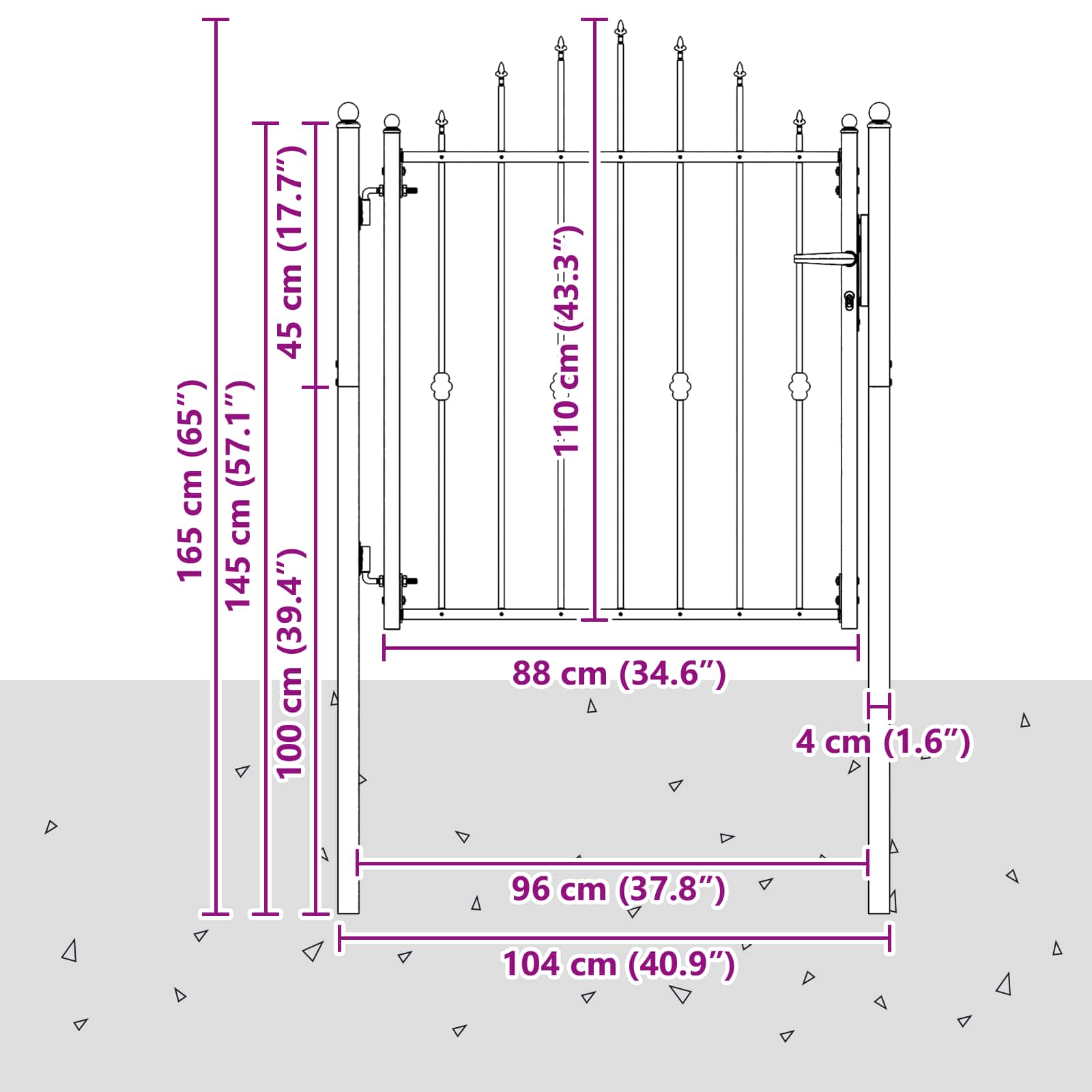 Cancello per recinzione HORST 100 x 100 cm Metallo Nero | homemem39