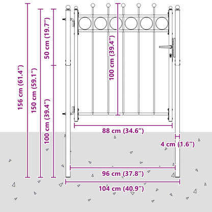 Cancello per recinzione HORST 100 x 100 cm Metallo Nero | homemem39