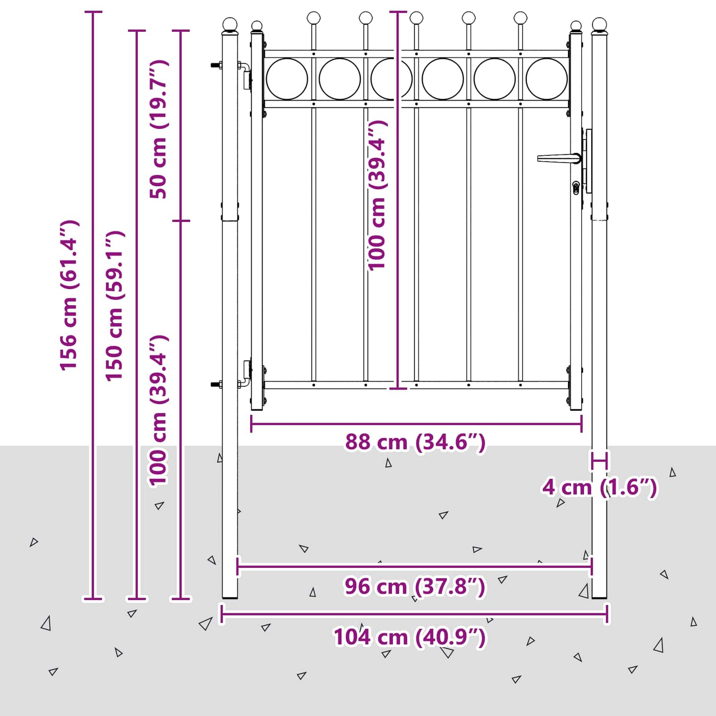 Cancello per recinzione HORST 100 x 100 cm Metallo Nero