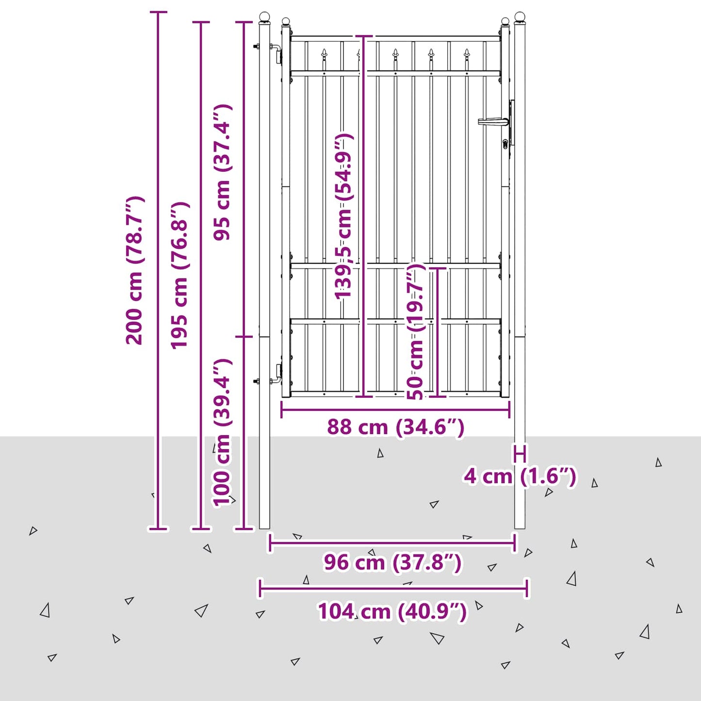 Cancello per recinzione HORST 100 x 150 cm Metallo Nero | homemem39