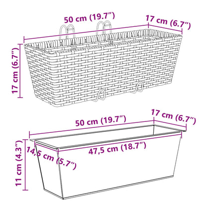 Ringhiera 2 pcs 50 x 17 x 17 cm Metallo | homemem39