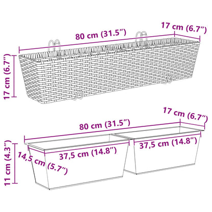 Ringhiera 2 pcs 80 x 17 x 17 cm Metallo | homemem39